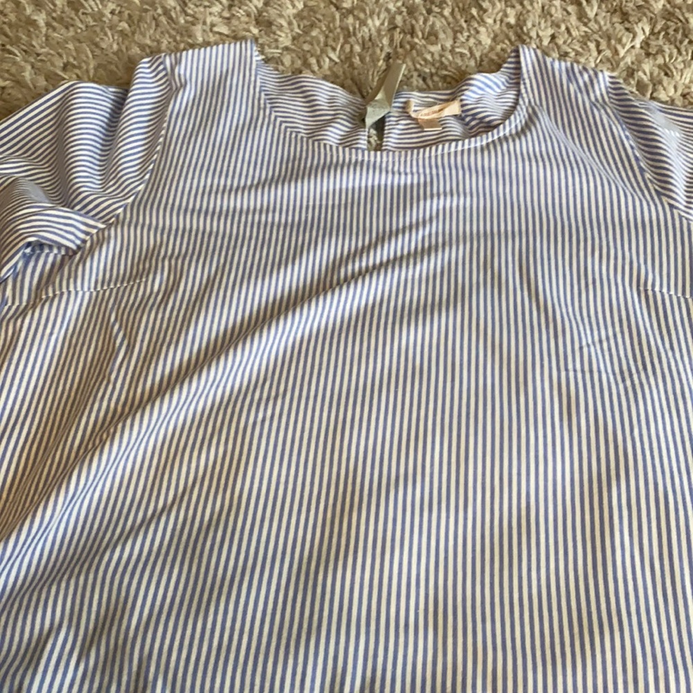 Skies are blue Blue and White stripe shirt